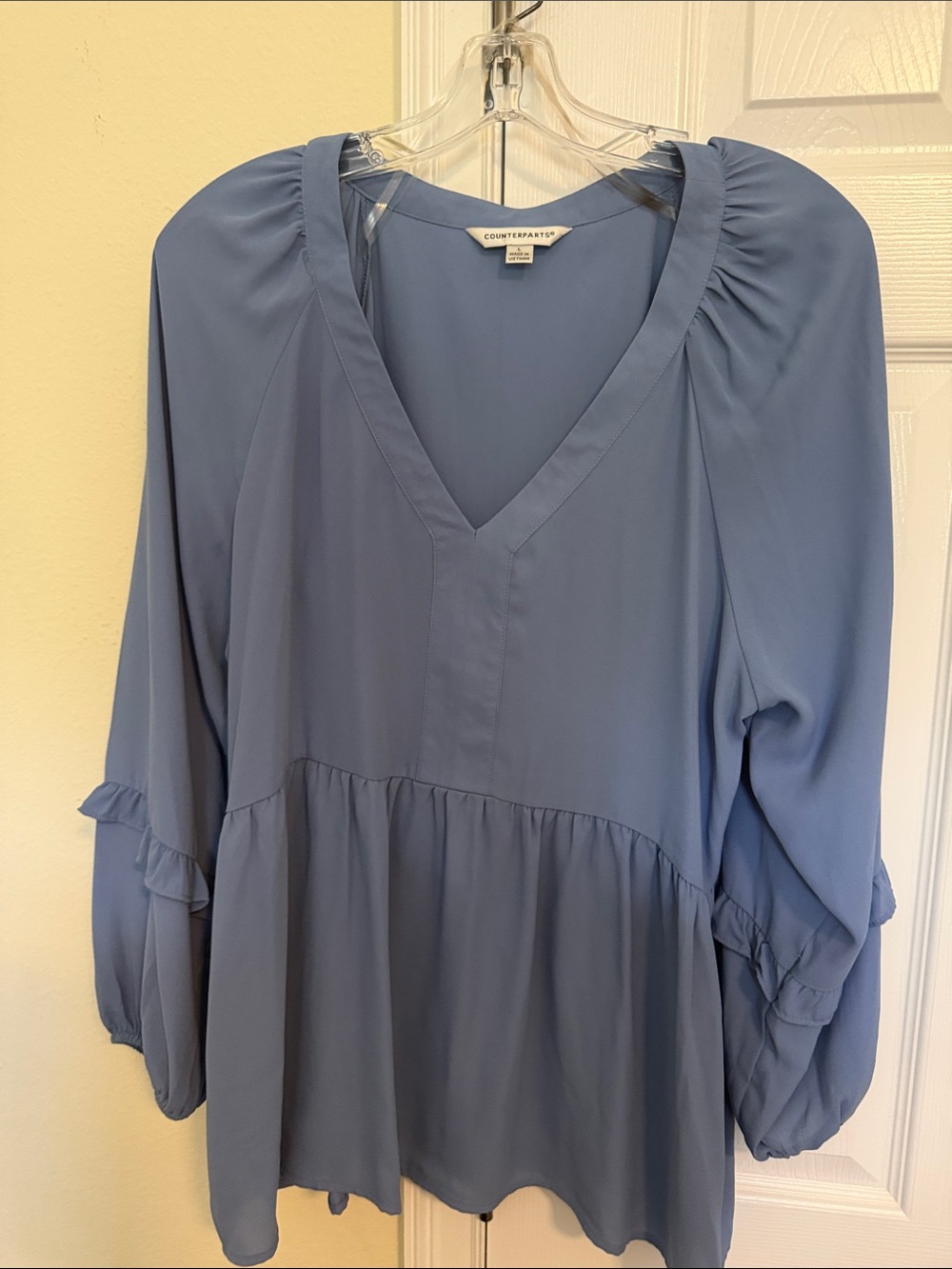 Counterparts Dusty Blue V-Neck Peplum Tunic